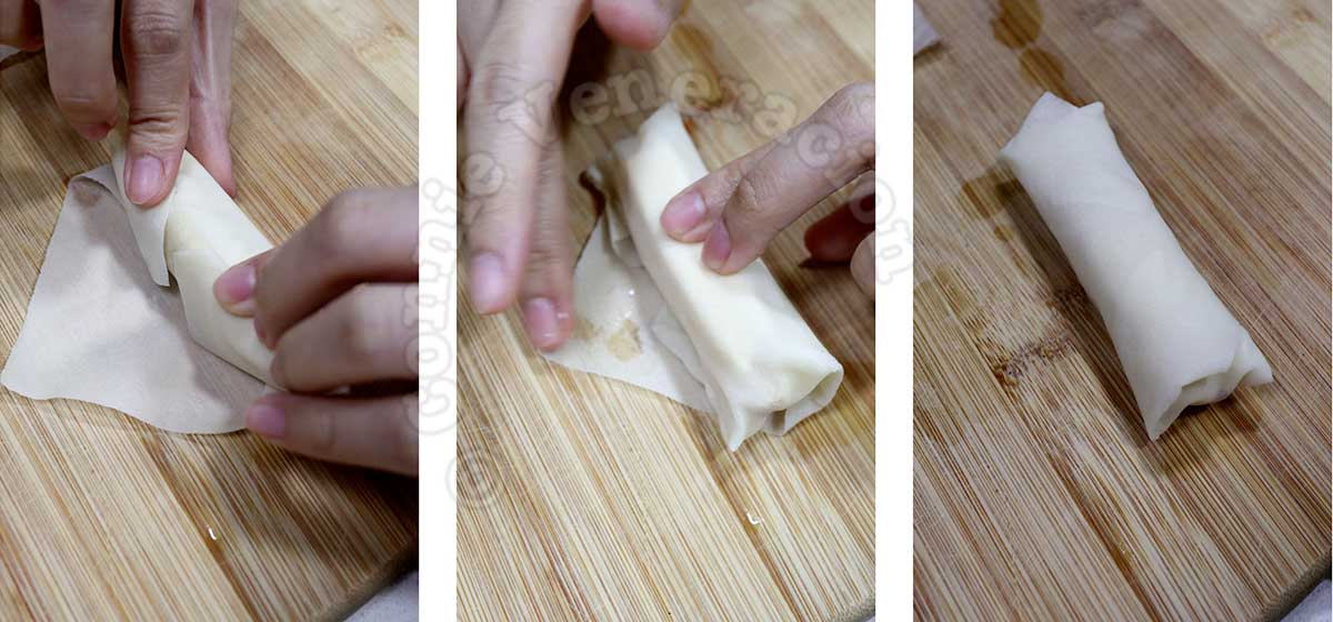 Sealing spring roll wrapper