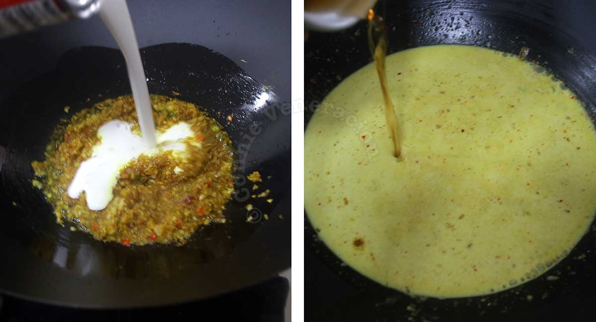 Making coconut curry sauce