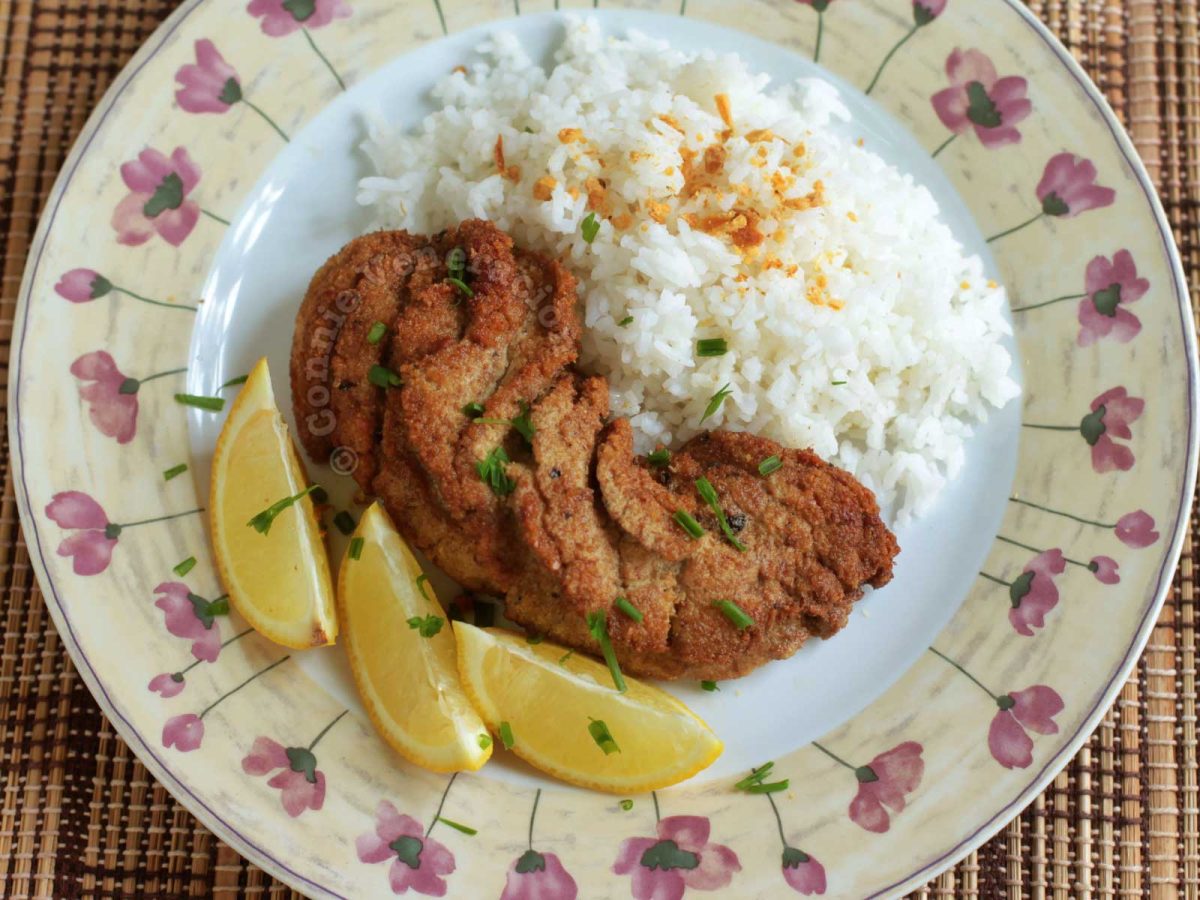 Fried fish roe and rice