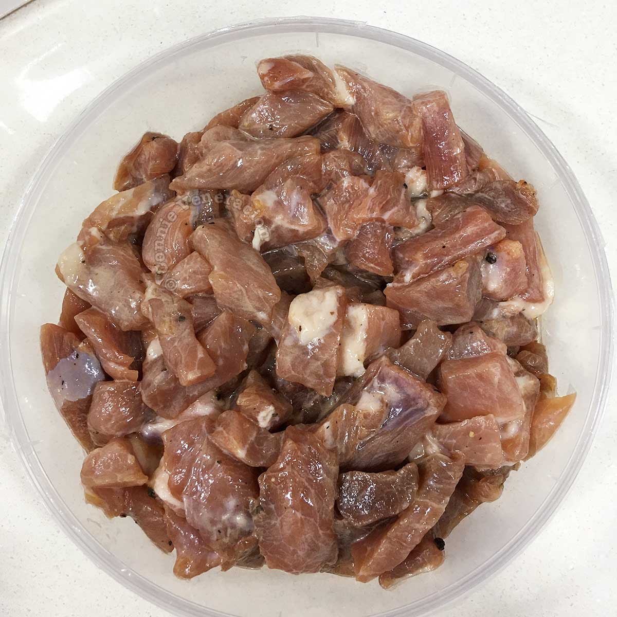 Marinating cubed pork chops