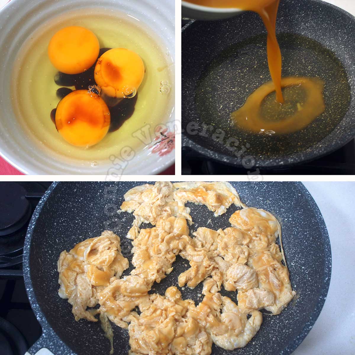 Scrambled eggs with soy sauce