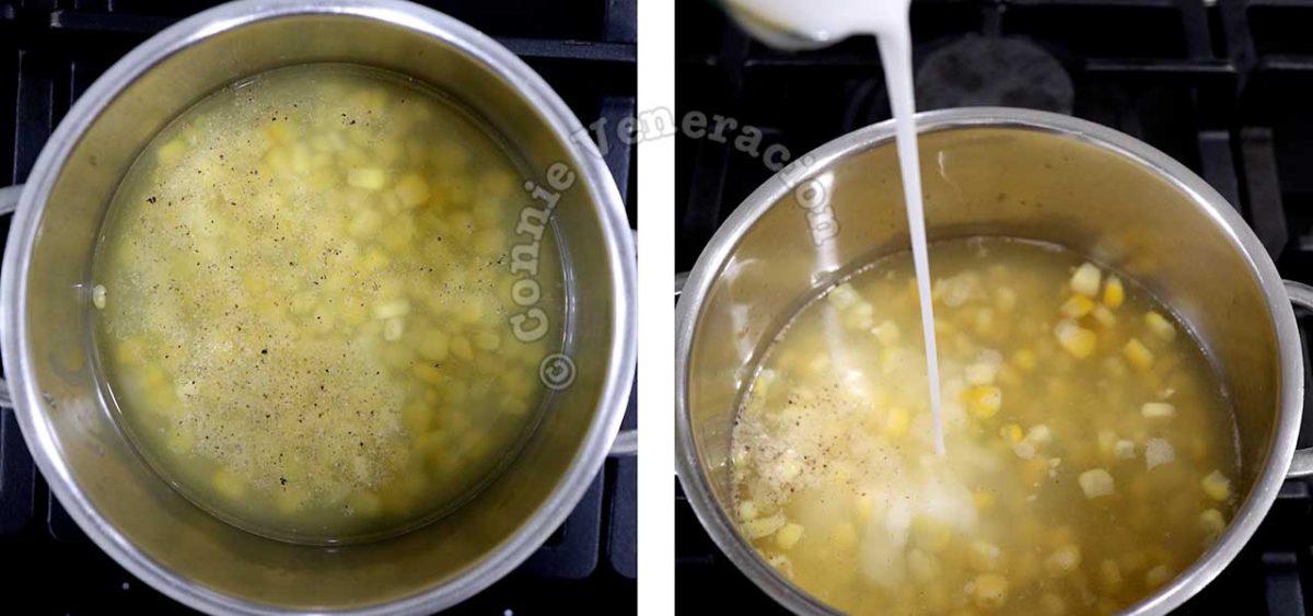 Thickening corn sauce with starch solution