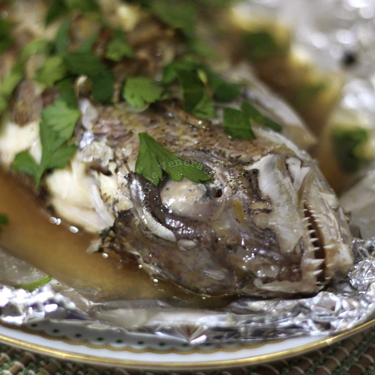 Baked fish with oyster sauce