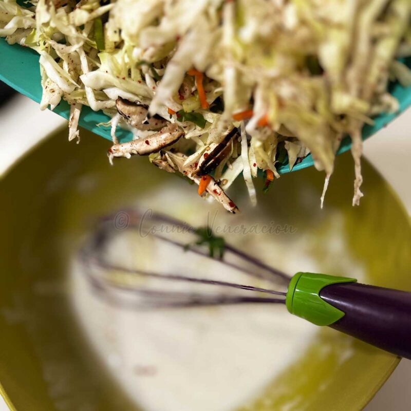 Cabbage and mushroom pancake