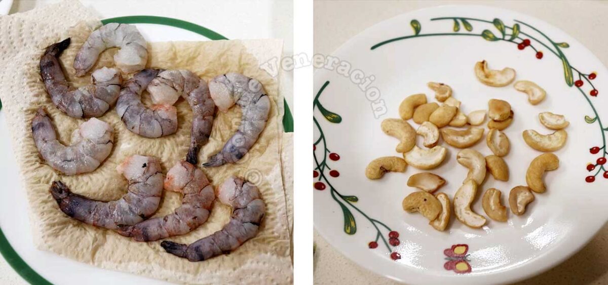 Drying shrimps / cashew nuts