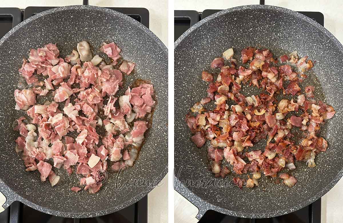 Frying bacon in its own fat