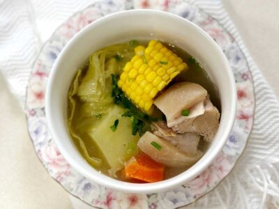 Boiled pork and vegetable soup