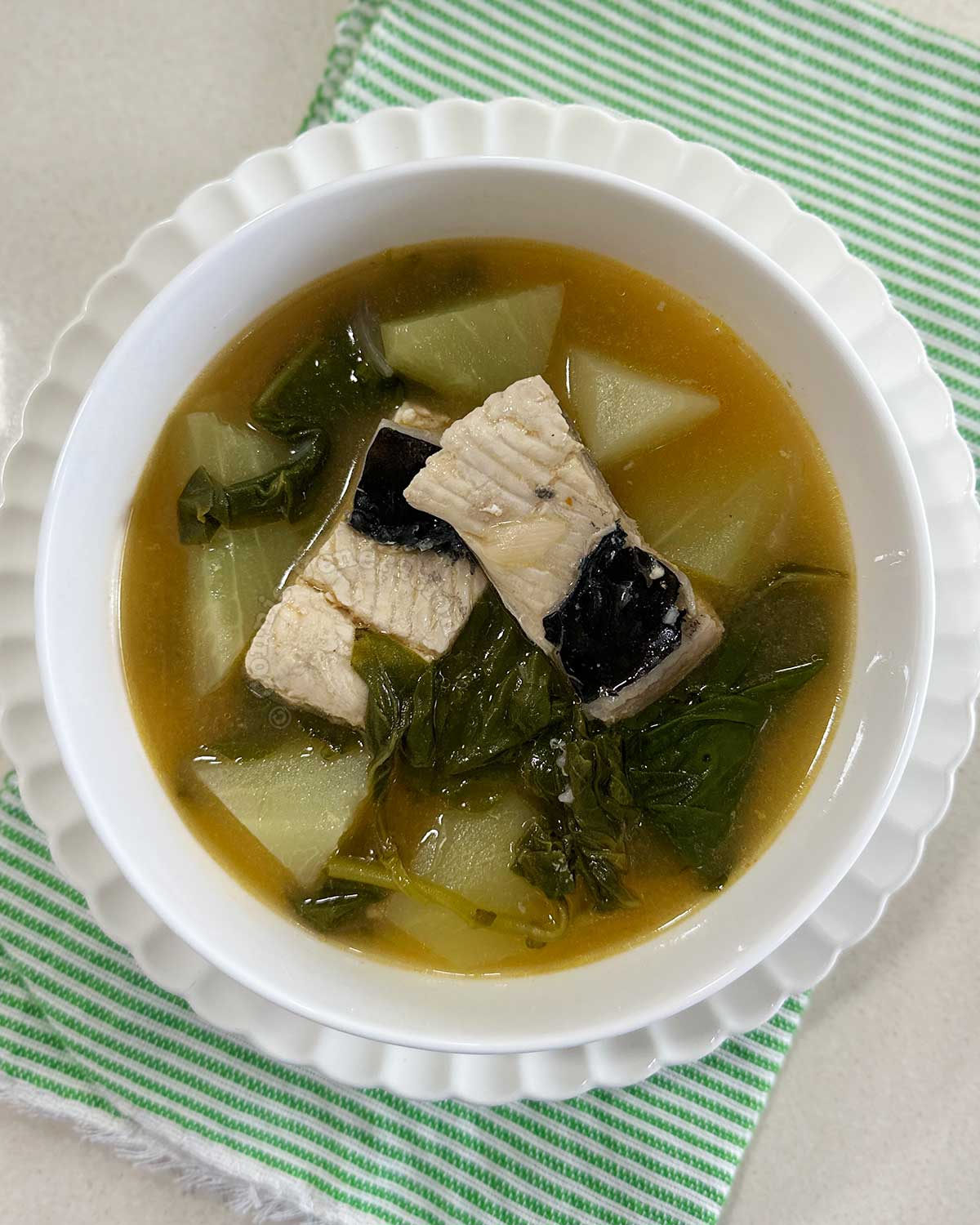 Gingered fish belly and vegetable soup (tinolang bangus)