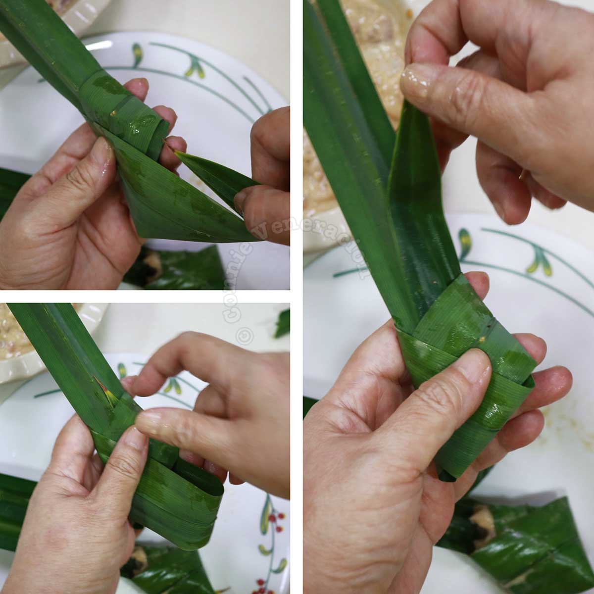 How to seal chicken in pandan leaf