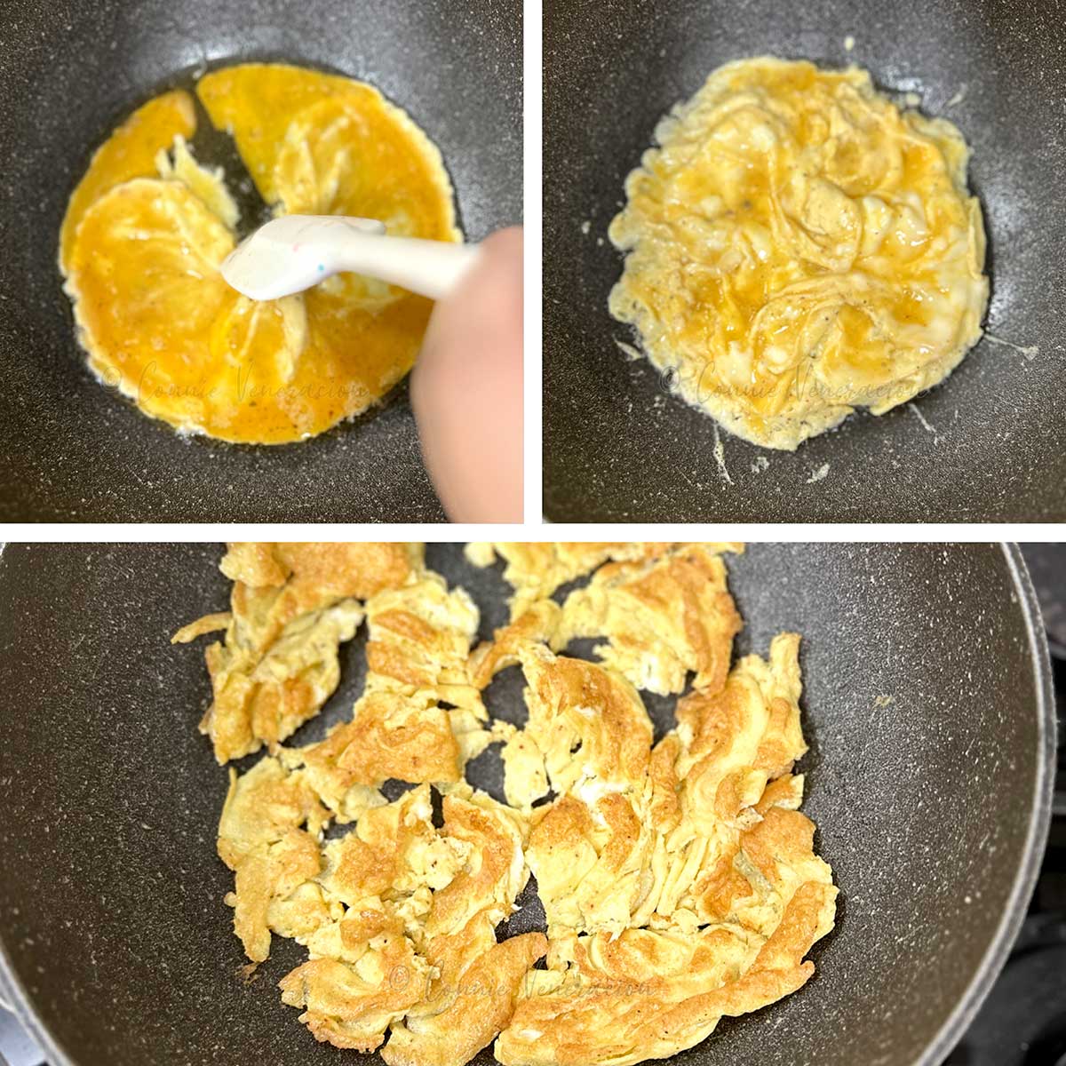 Frying scrambled eggs