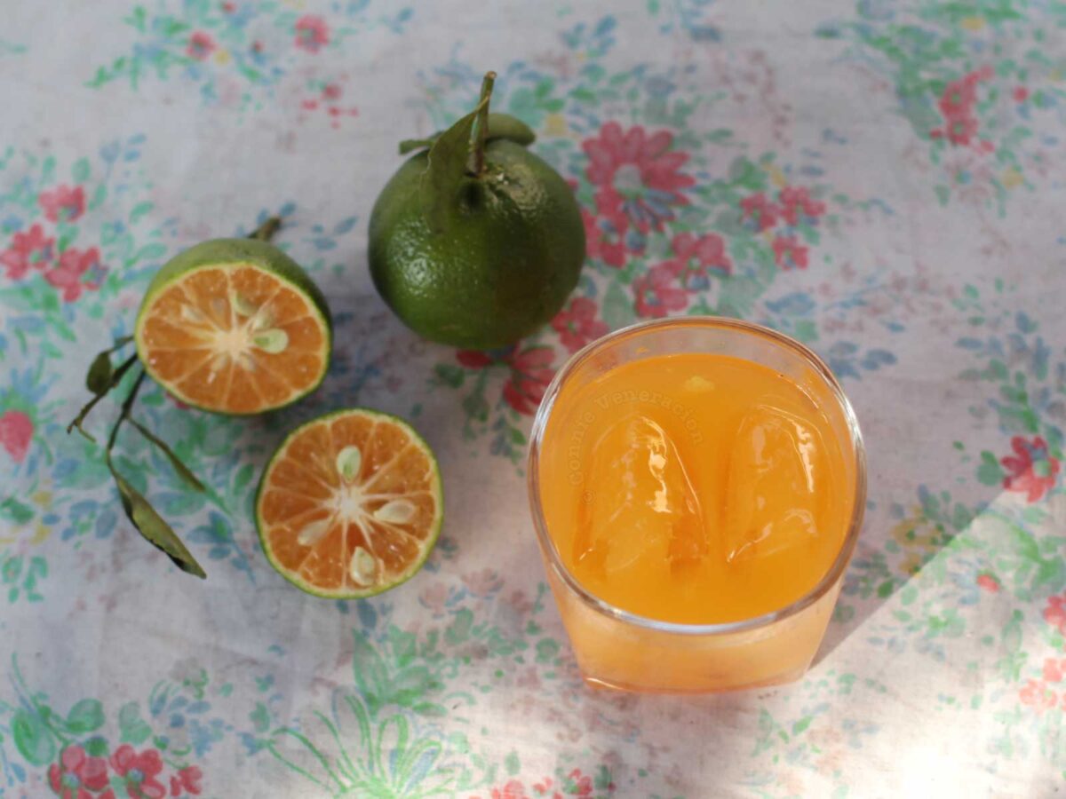 Orange halves and juice