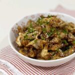 Fried mushrooms with teriyaki sauce