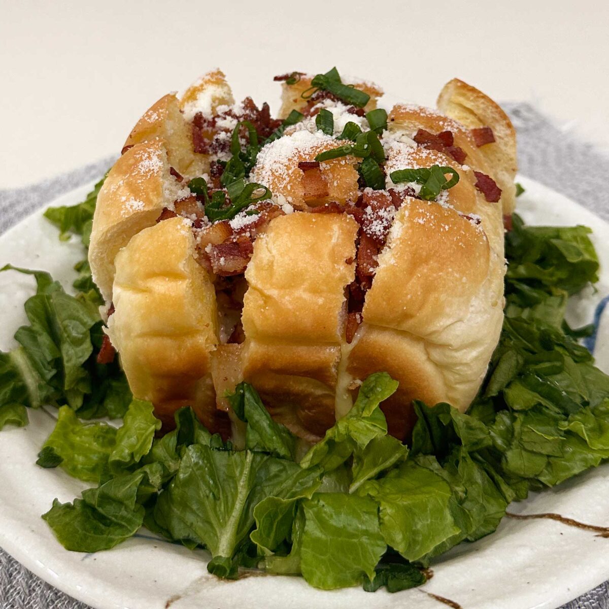 Blooming bread with bacon and cheese