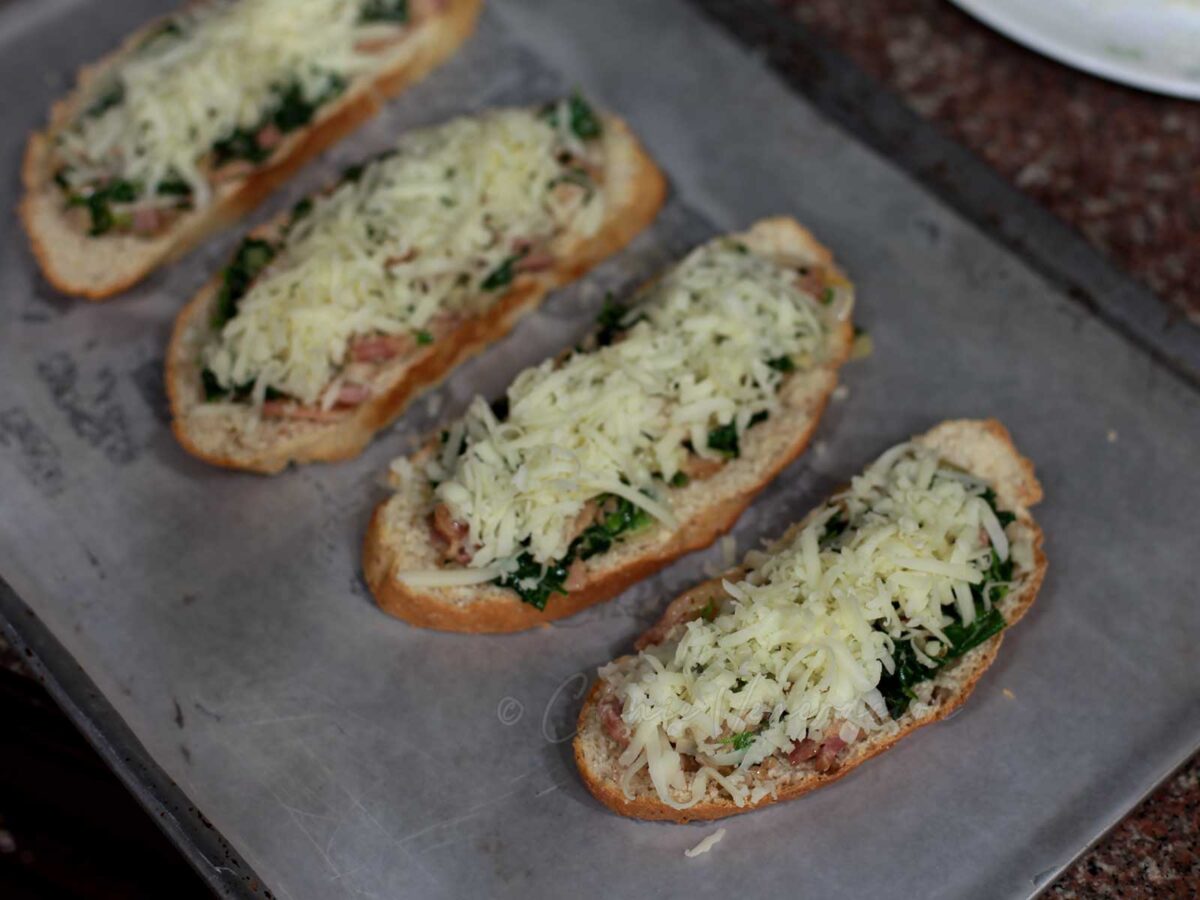 Bacon, spinach and cheese toast