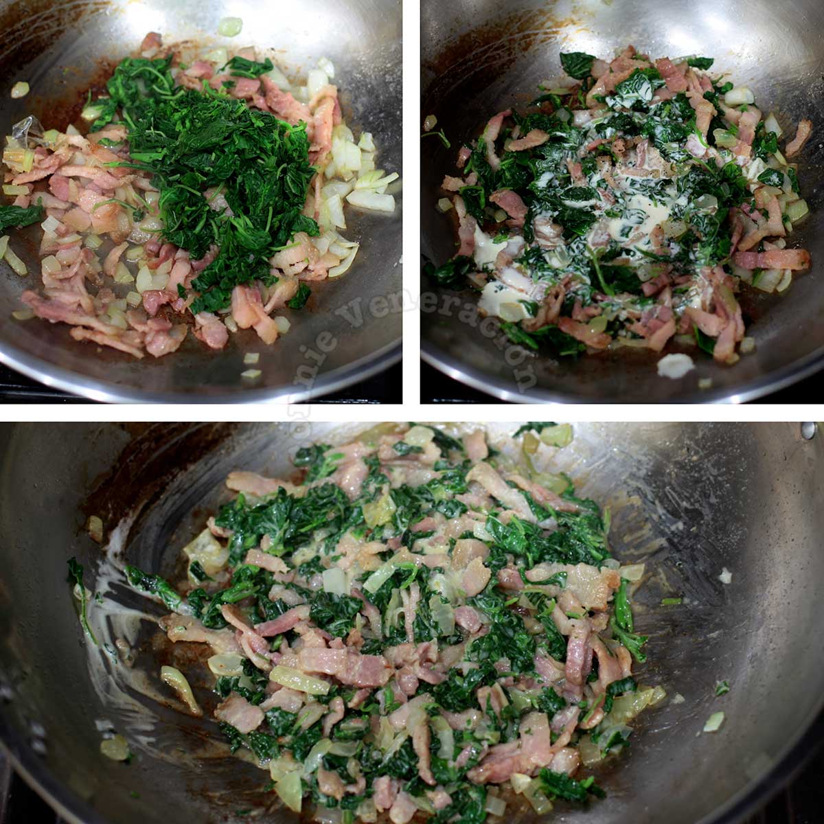 Creamed bacon and spinach