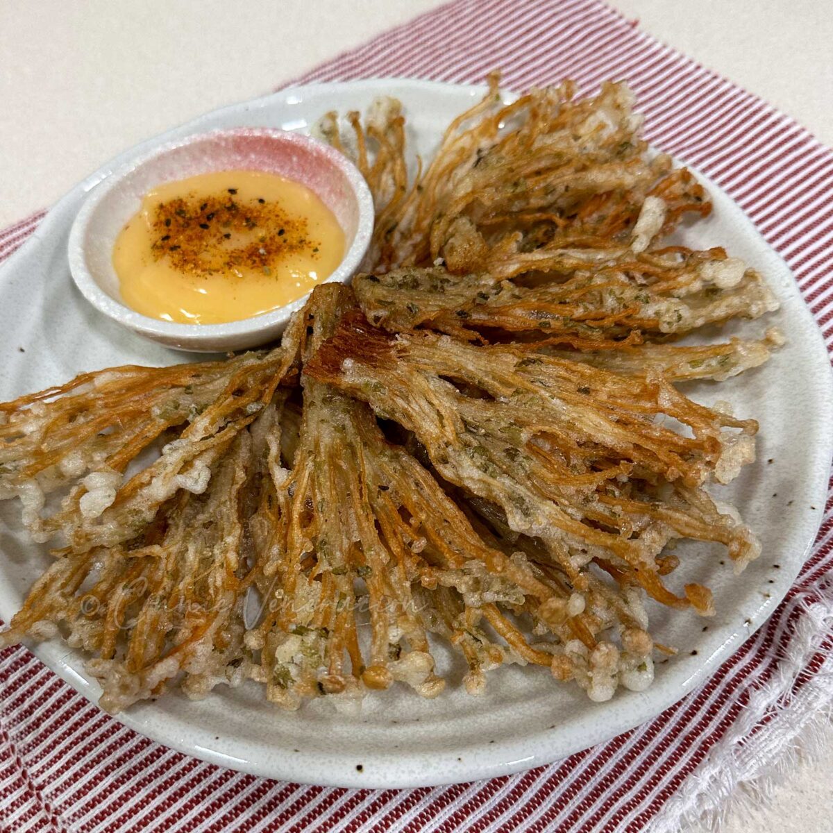 Enoki mushroom tempura with spicy mayo