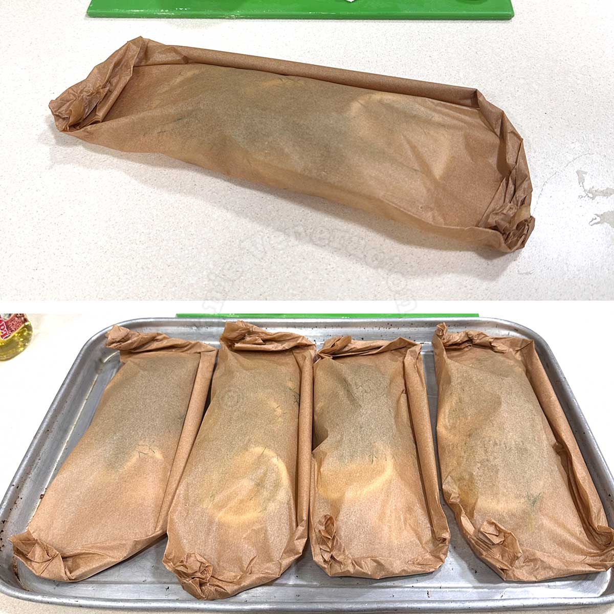 Fish wrapped in parchment paper
