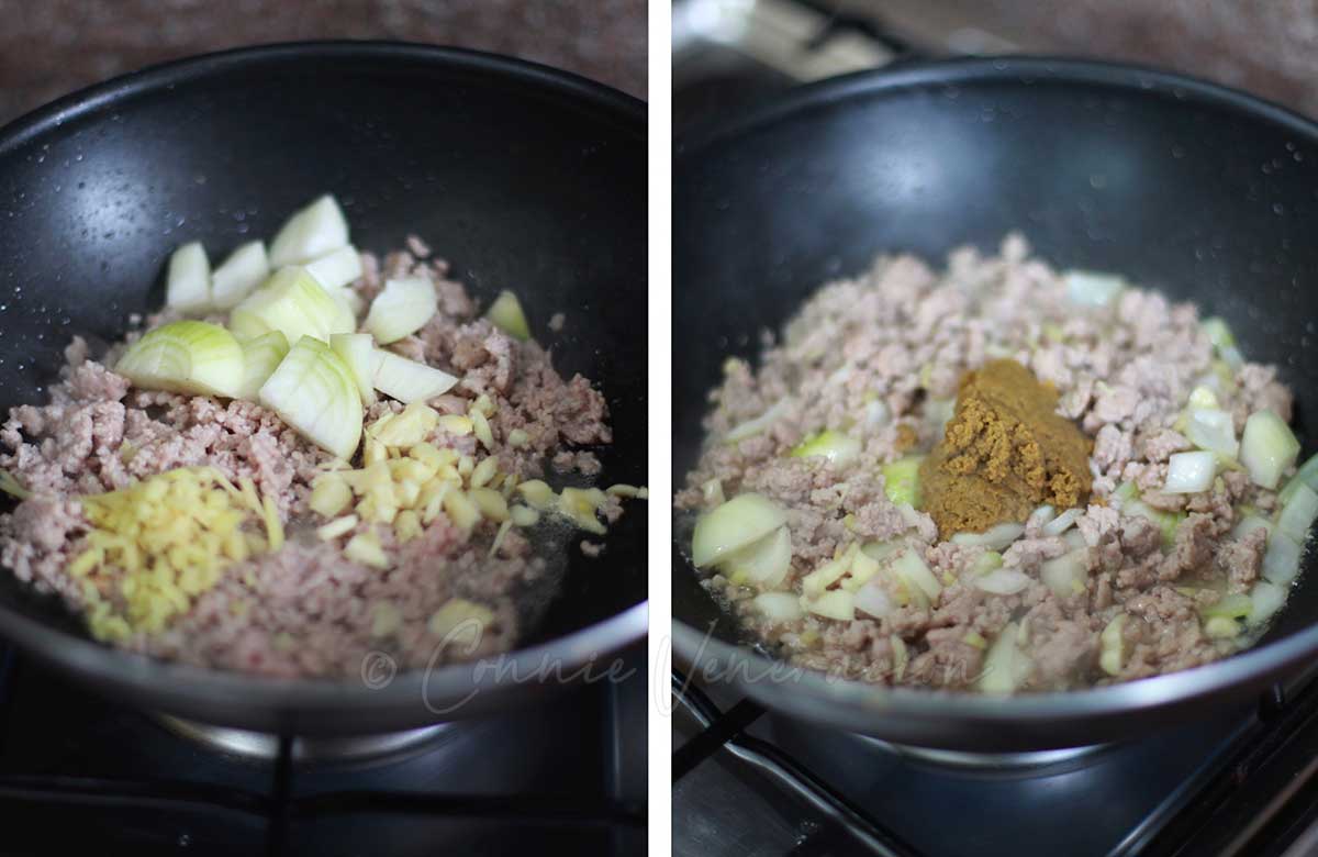 Ground pork and green curry paste