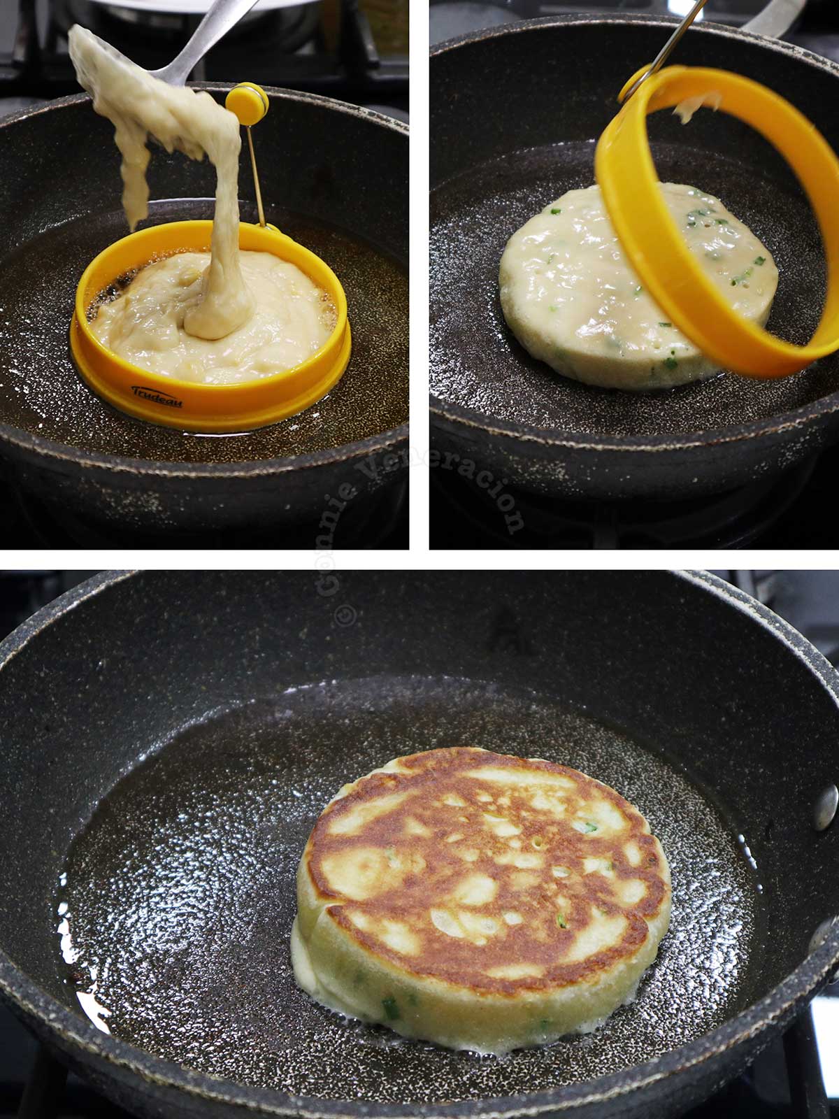 Cooking pancake with silicone mold