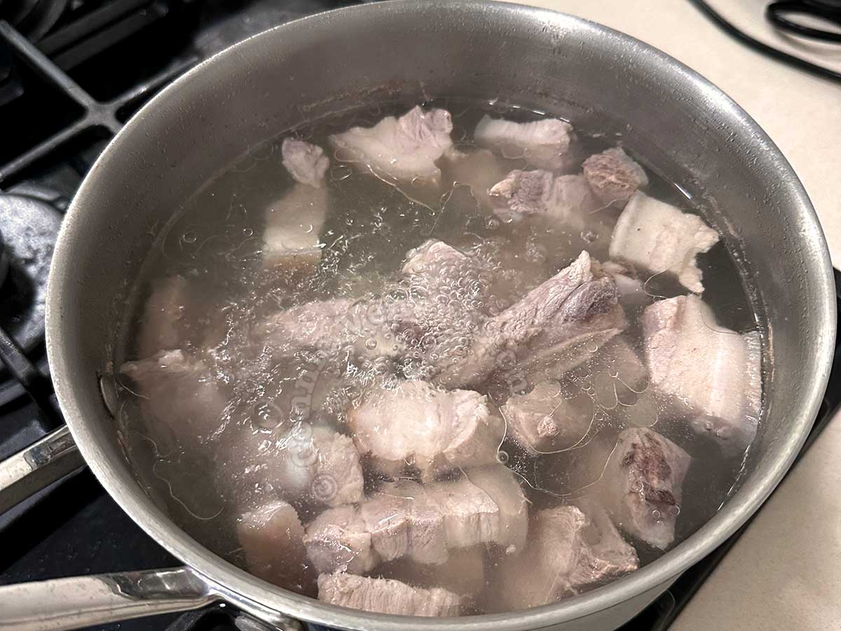 Boiling pork