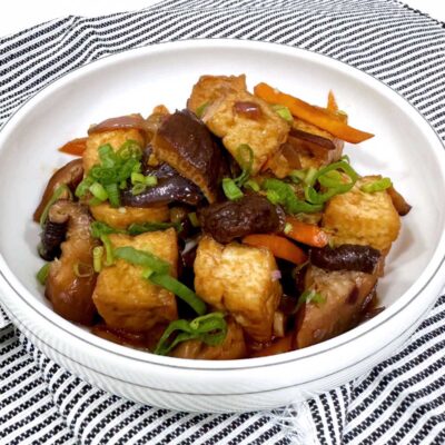 Tofu and shiitake braised in ginger soy sauce