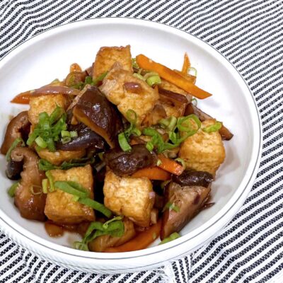 Tofu and shiitake braised in ginger soy sauce