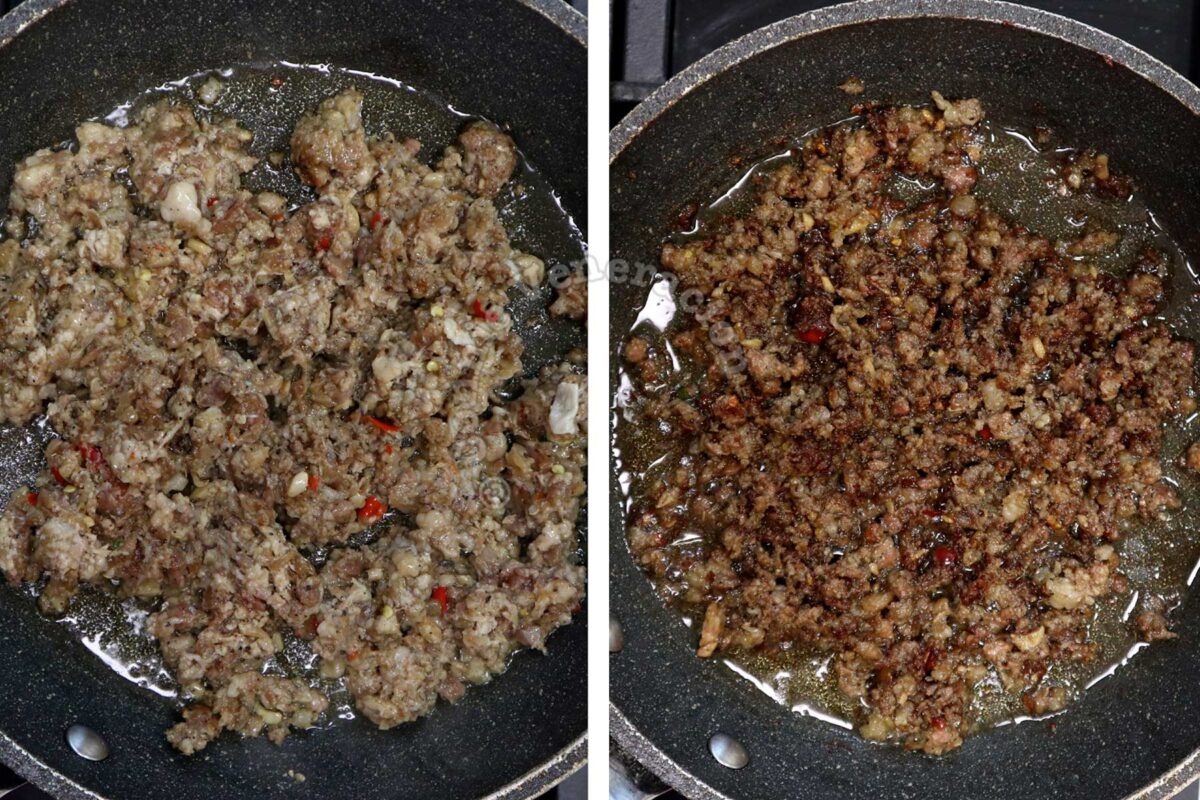 Browning sausage meat