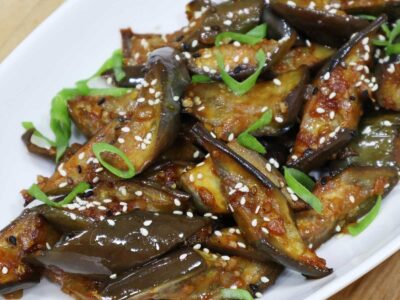 Fried eggplants with gochujang