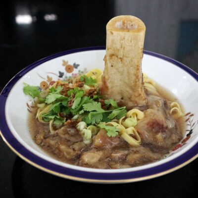 Beef tendon and bone marrow noodle soup