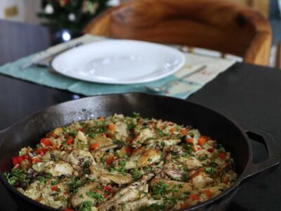 Chicken, mushrooms and rice casserole