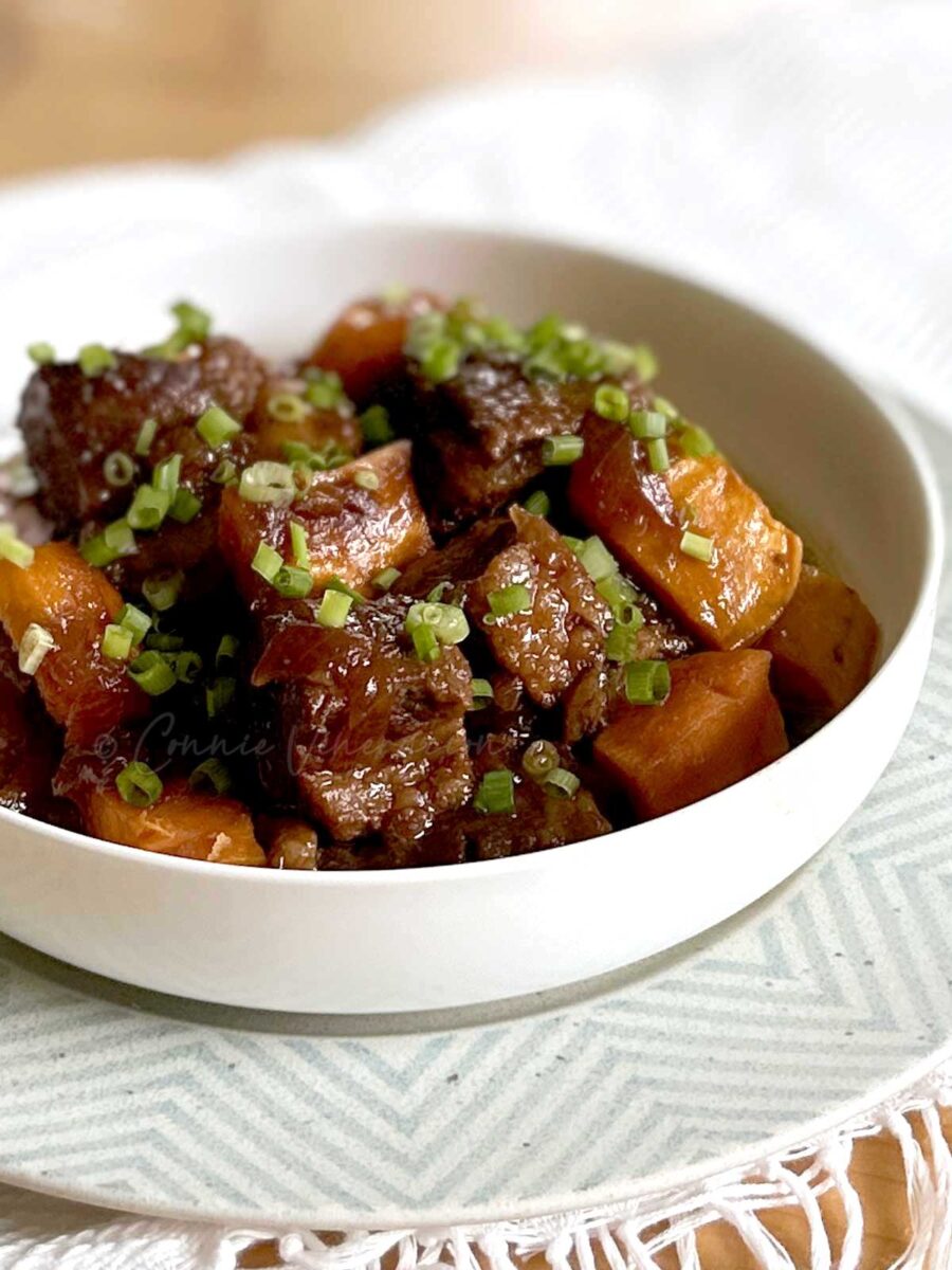 Slow cooker miso ginger beef stew