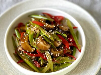 Shiitake and asparagus stir fry