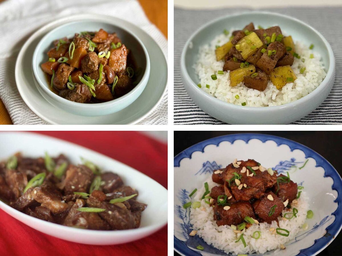 Various Filipino adobo dishes